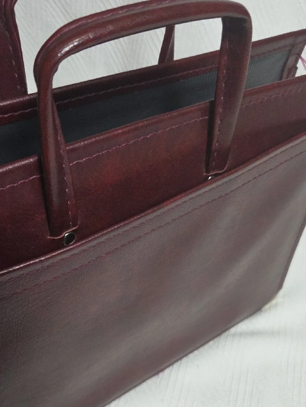 Vintage Stoops Burgundy Faux Leather Portfolio Briefcase Organizer Bag Handled